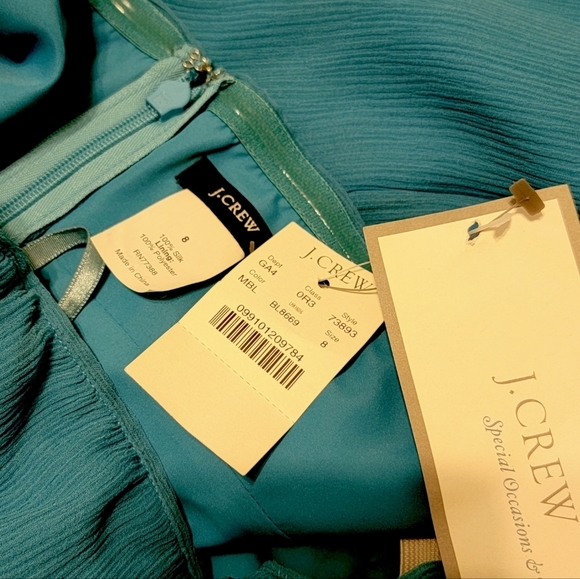 NEW J.Crew 100% Silk Strapless Blue Bridesmaid Prom Party Mini Dress Size 8 - Picture 9 of 9